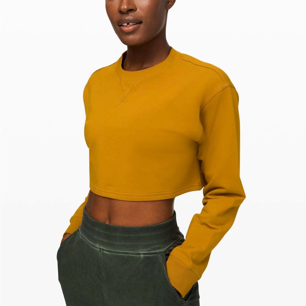 Lululemon All Yours Cropped Crew Fools Gold Orange Yellow
